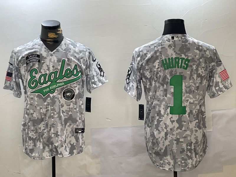 Men Philadelphia Eagles #1 Hurts Nike Arctic Camo 2024 Salute to Service Limited NFL Jersey style 5->philadelphia eagles->NFL Jersey